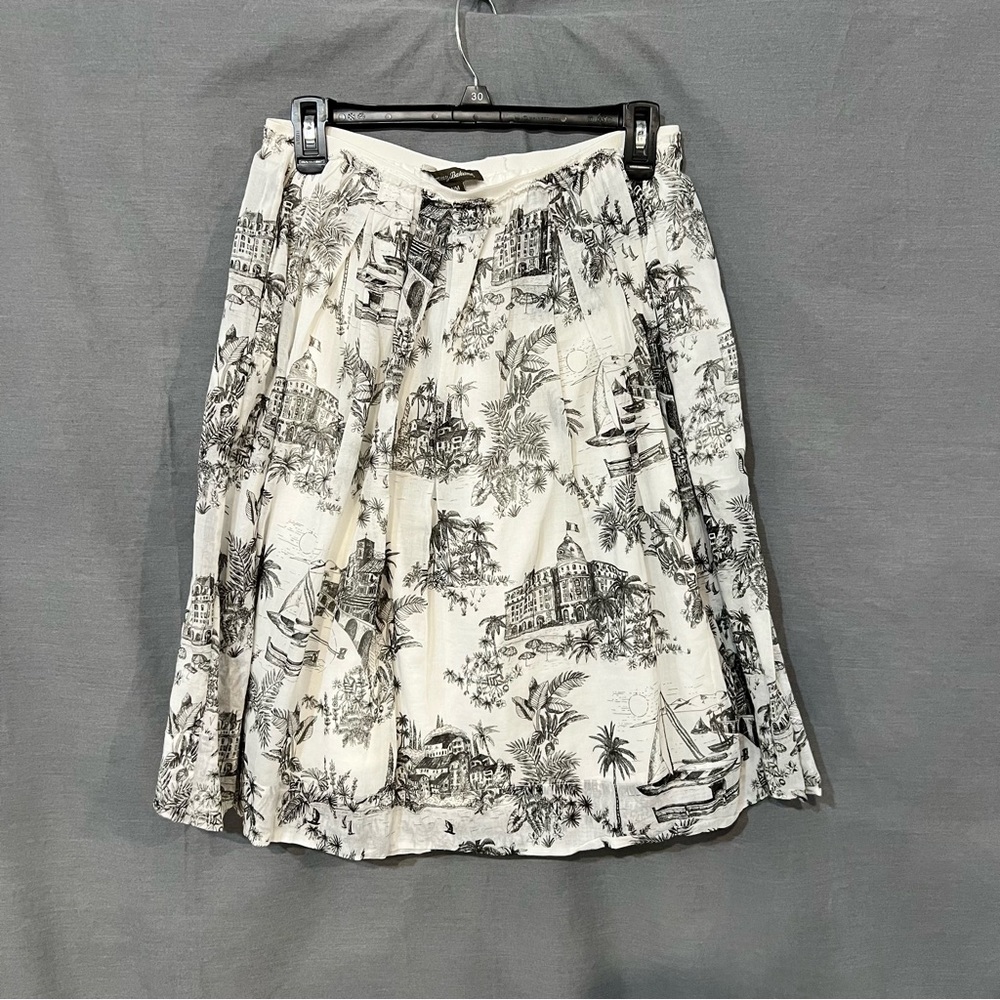 Tommy Bahama Black and White Scenic A-Line Skirt
